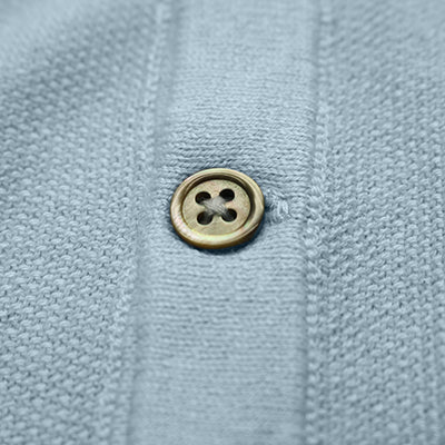 Long Sleeve Polo Shirt with sleeve striping Monaco Light Blue button