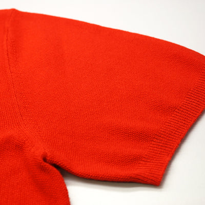 Cotton Cashmere Polo Shirt Cancale in fine pique stitch Red sleeve