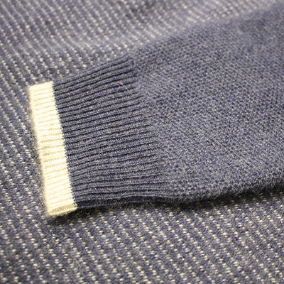 Cashmere Hooded Quarter Zipper Sweater in Diagonal Stitch with cuffs Aspremont cuff detail