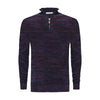 Cashmere Half Zip Sweater in Melange Dark Navy Blue Valcenis