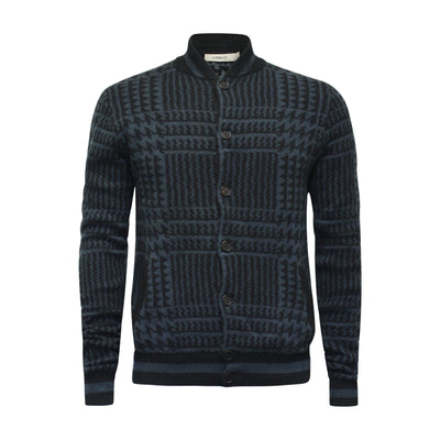 Cashmere Bomber Jacket in Houndstooth stitch Bezoudun Dark Grey