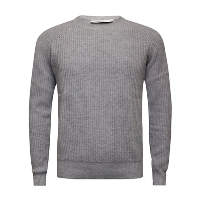 Cashmere Sweater Chunky Knit Rib Silver Grey