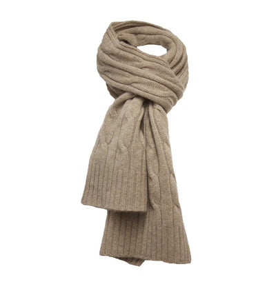 Camel Cashmere Cable Scarf - Hommard