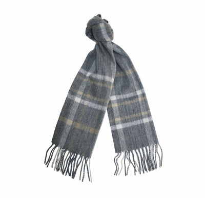 Grey Camel Cashmere Woven Check Scarf - Hommard