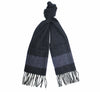 Indigo Grey Cashmere Woven Stripe Scarf - Hommard