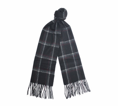 Black Silver Red Cashmere Woven small Check Scarf - Hommard