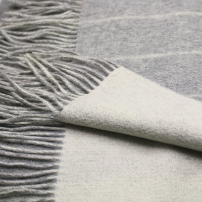 Silver Grey Woolwhite stripe Cashmere Woven Double Face Scarf - Hommard