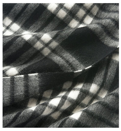 Check Lambswool Scarf Woven Black White detail