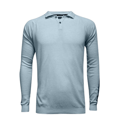 Long Sleeve Polo Shirt with sleeve striping Monaco Light Blue