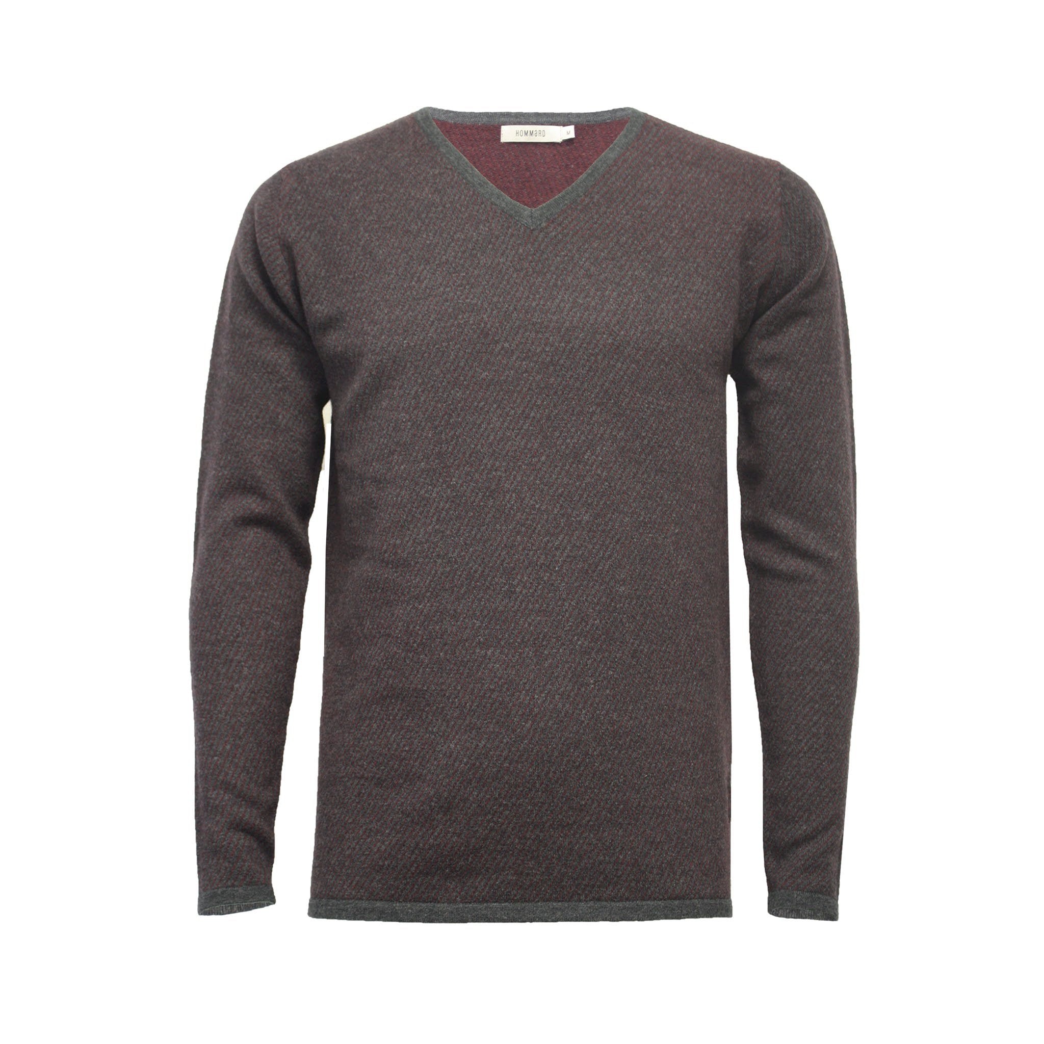 Cashmere V Neck Sweater in Diagonal Stitch – Hommard