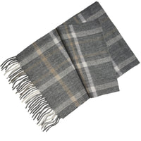 Grey Camel Cashmere Woven Check Scarf - Hommard