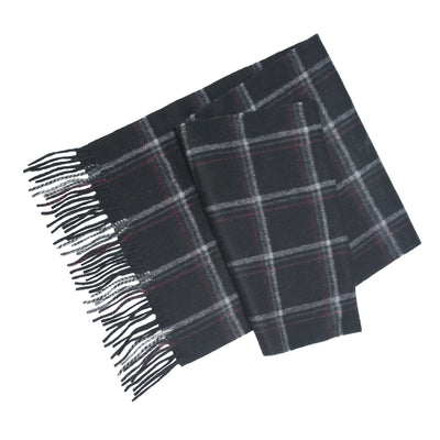 Black Silver Red Cashmere Woven small Check Scarf - Hommard