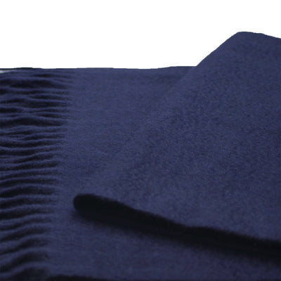 Navy Cashmere Scarf Woven Plain - Hommard