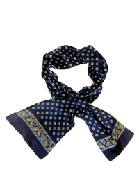 Silk Scarf Navy Blue Paisley