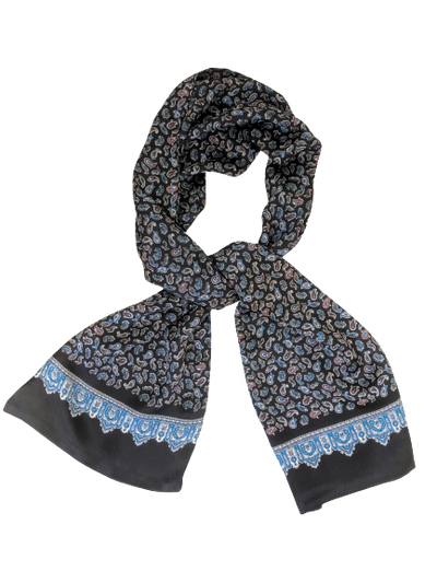 Silk Navy Paisley Scarf