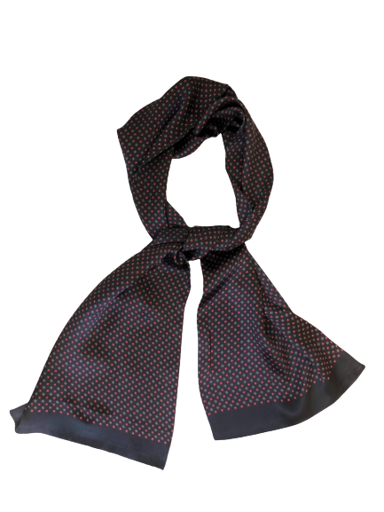 Black Red Small flower Silk Scarf