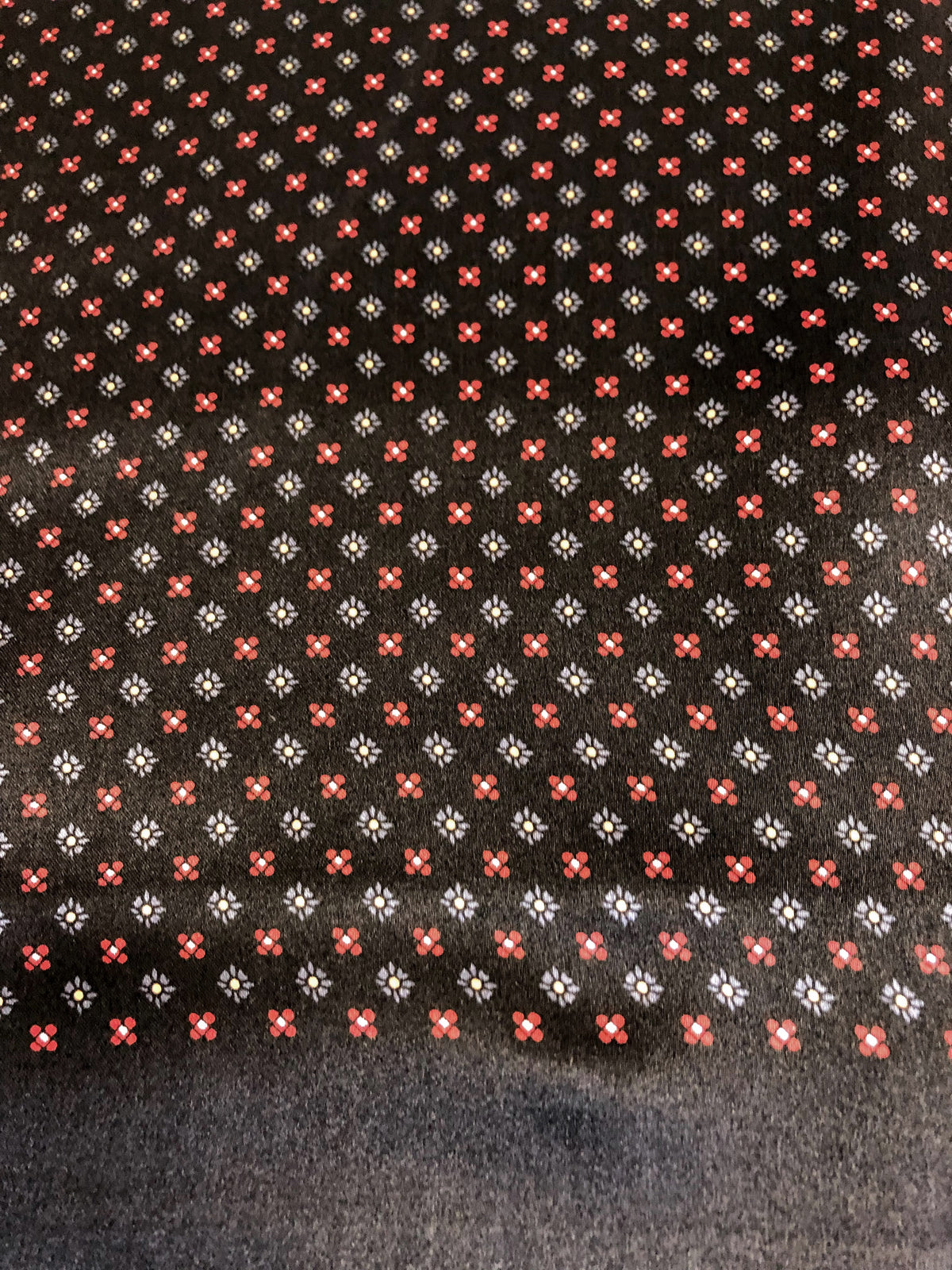Black Red Small flower Silk Scarf detail