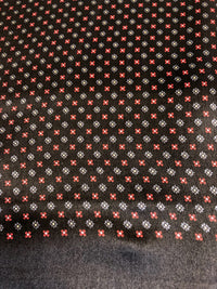 Black Red Small flower Silk Scarf detail