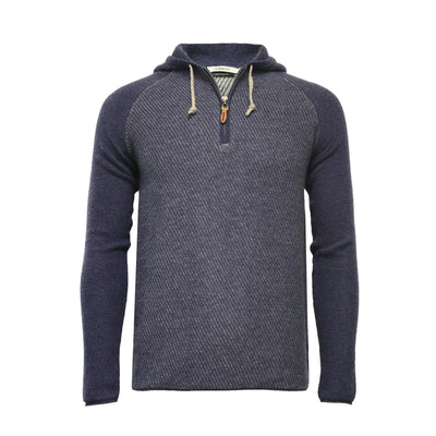 Men´s Cashmere Hooded Sweater in Diagonal Stitch Zipper Nowa - Hommard