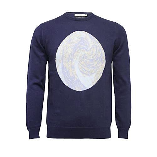 Men´s Crew Neck Sweater with Intarsia Wave design - Hommard