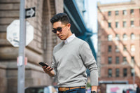 Silver Grey Men´s Cashmere Crew Neck Sweater Ripley - Hommard