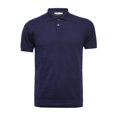 Navy Men´s Cashmere Polo Shirt Hampton in Cotton Cashmere - Hommard