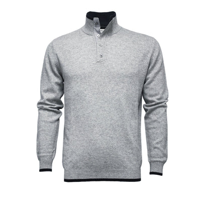 Men´s Cashmere Sweater Button Neck Silk Cashmere - Hommard