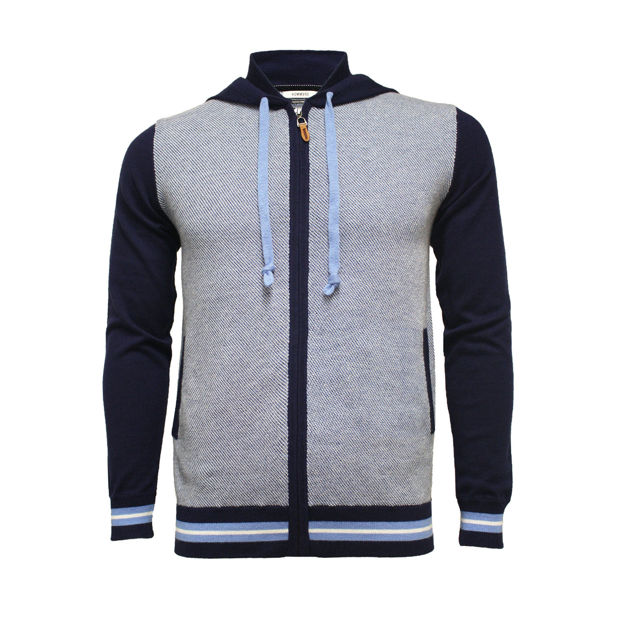 Hooded Cottom Cashmere Sweater in birdseye stitch Deauville 