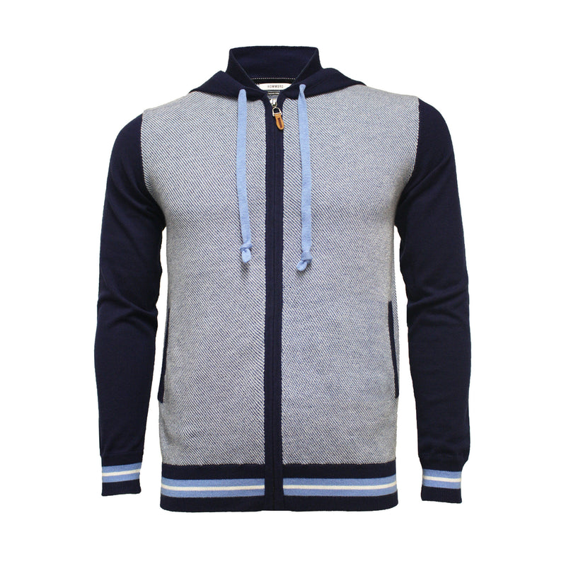 Hooded Cottom Cashmere Sweater in birdseye stitch Deauville 