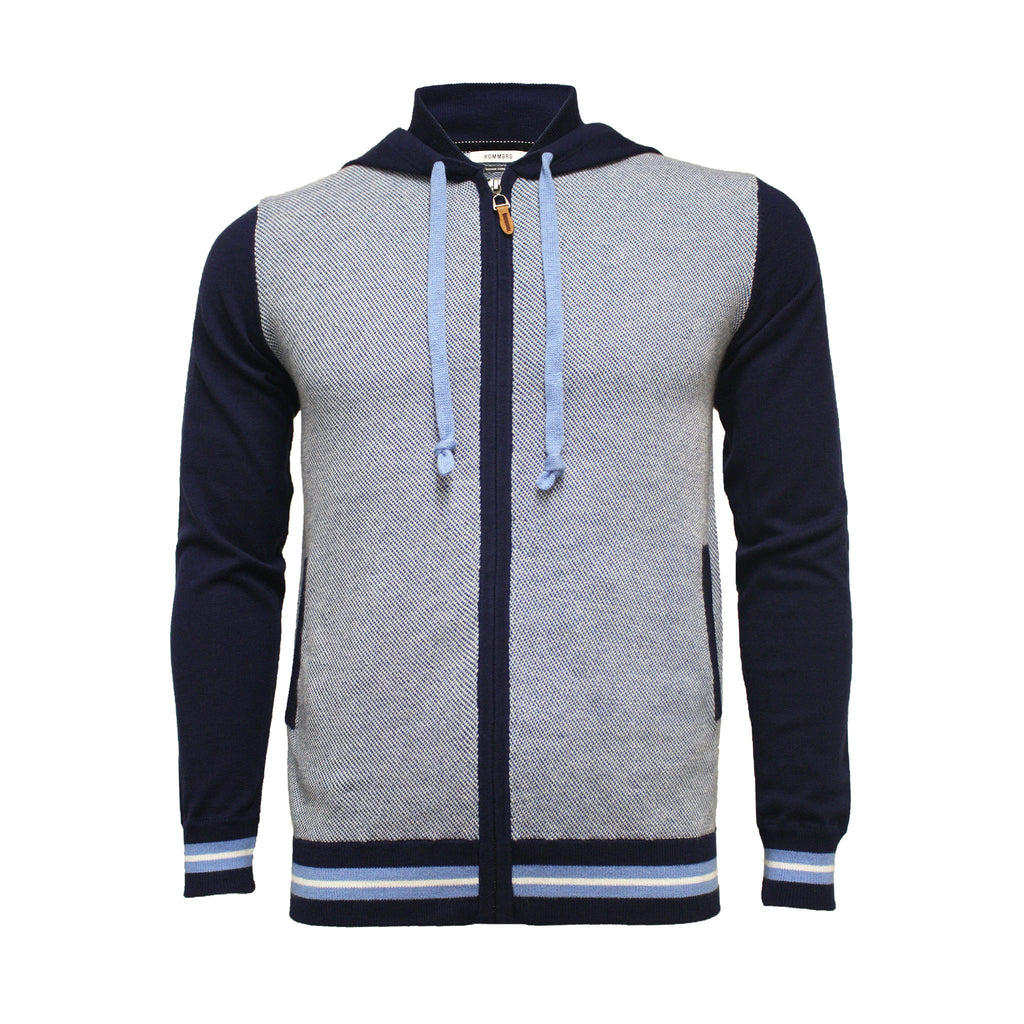 Hooded Cottom Cashmere Sweater in birdseye stitch Deauville 