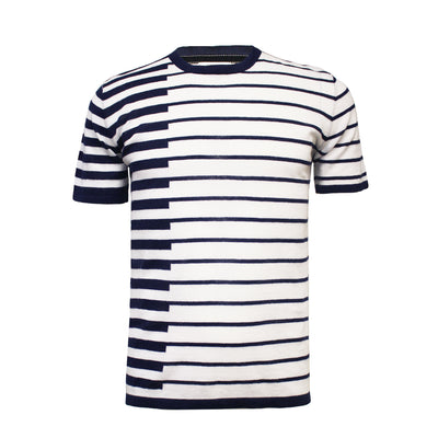 Cotton Ramie Striped Short Sleeve T-Shirt Breton