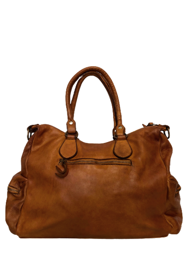 Light Brown Leather Saddle Bag - Hommard
