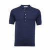 Men´s Silk Polo Shirt 5 Buttons Navy - Hommard