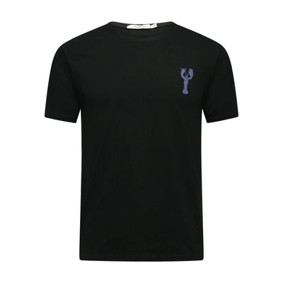 Black T Shirt with printed Small Blue Lobster