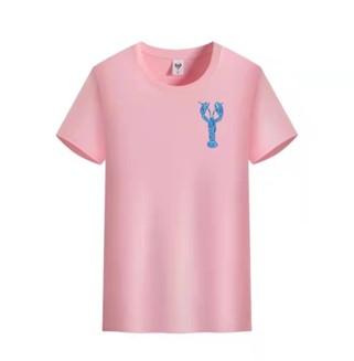 T-Shirt Blue Lobster on chest pink