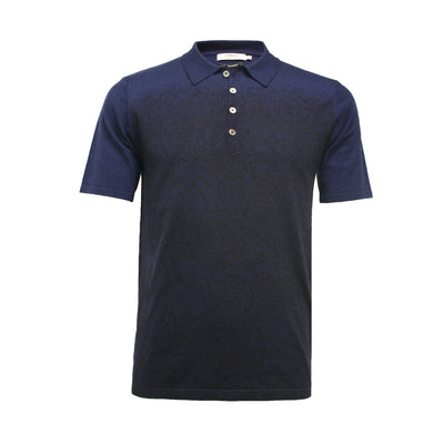 Cotton Cashmere Polo Shirt Printed Navy Tavarua