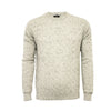 Donegal White Cashmere Crew Neck Cable Sweater