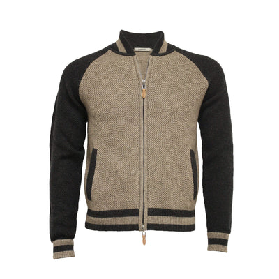 Men´s Cashmere Bomber Jacket in Honey comb stitch Toharu Charcoal Black - Hommard