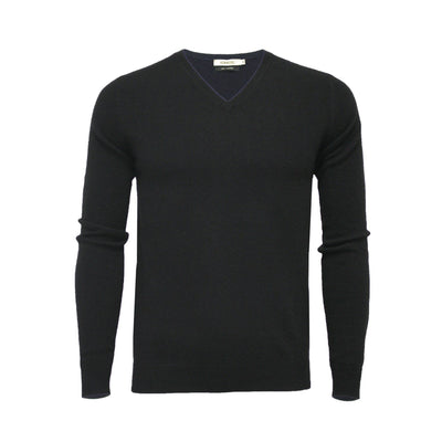 Men´s Cashmere V Neck Sweater - Hommard Black