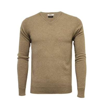 Men´s Cashmere V Neck Sweater - Hommard Camel