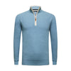 Glacier Blue Cashmere Zip Neck Sweater Verbier in pique stitch