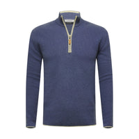 Jeans Grey Cashmere Zip Neck Sweater Verbier in pique stitch