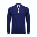 Donegal Maritime Cashmere Zip Neck Sweater Verbier in pique stitch