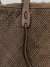 Dark Brown Woven Leather Tote Bag - Hommard