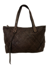 Dark Brown Woven Leather Tote Bag - Hommard