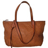 Cognac Woven Leather Tote Bag