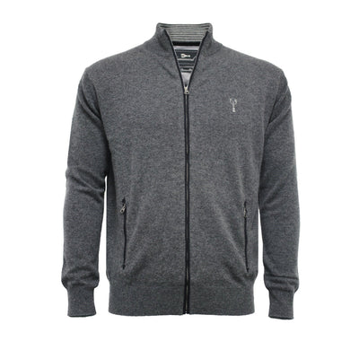 Silver Grey Men´s Cashmere Zipper Cardigan Porto - Hommard