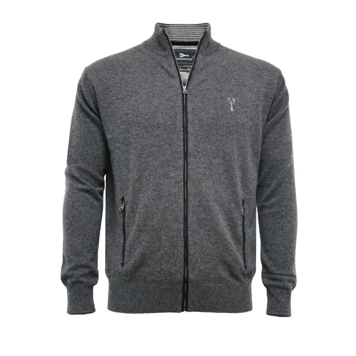 Charcoal Grey Men´s Cashmere Zipper Cardigan Porto - Hommard