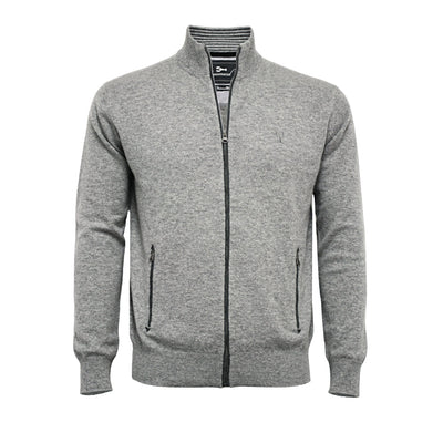 Silver Grey Men´s Cashmere Zipper Cardigan Porto - Hommard