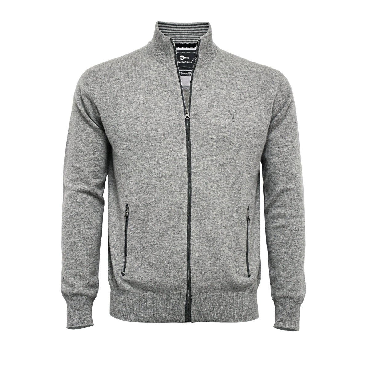 Charcoal Grey Men´s Cashmere Zipper Cardigan Porto - Hommard